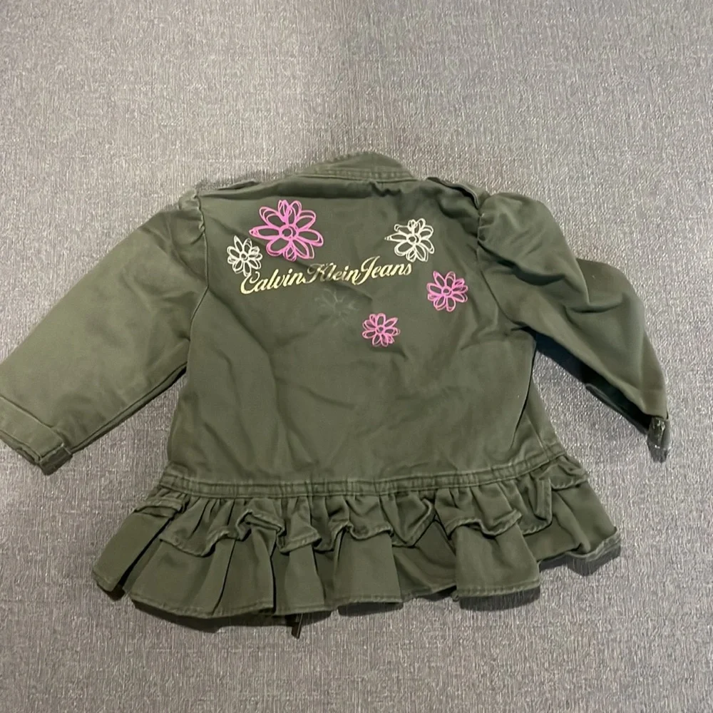 Calvin Klein Green Zip up Floral Jacket Crazy 8 Turquoise Hooded Poncho